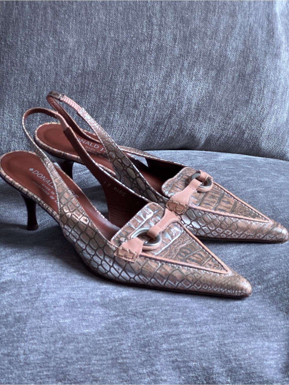 Donald J. Pliner Couture Leather Slingback Pointed-Toe Kitten Heels